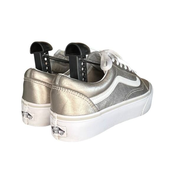 Womens Vans Old Skool Platform Sneakers Shoes Size 6 Gold White - Picture 4 of 6